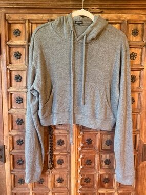 Bleusalt hoodie gray with sparkles Gray Cropped Hoodie Sweatshirt